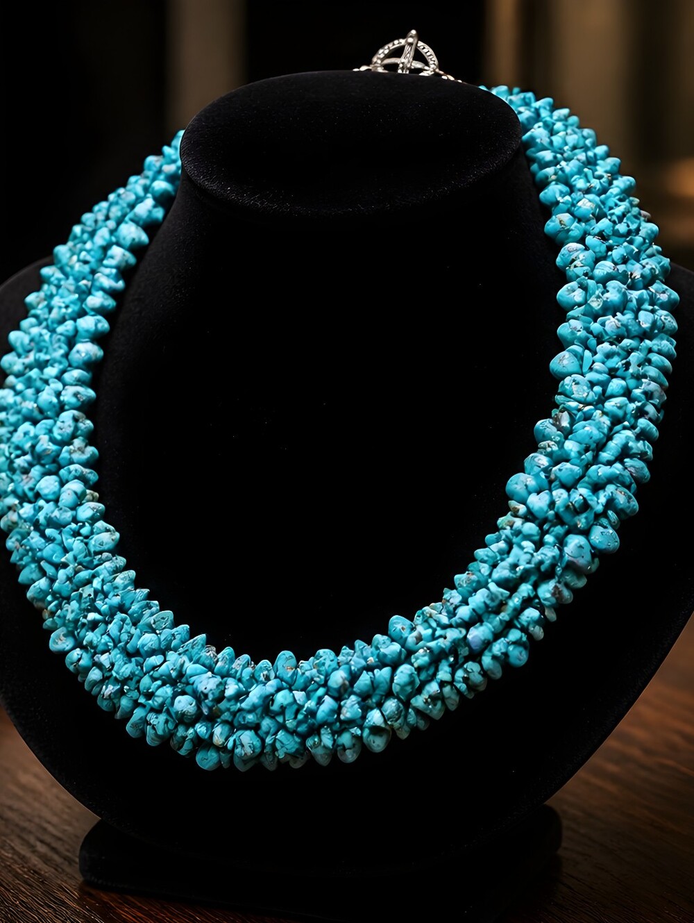 Bling Jewelry chunky chip cluster statement necklace multi-strand turquoise